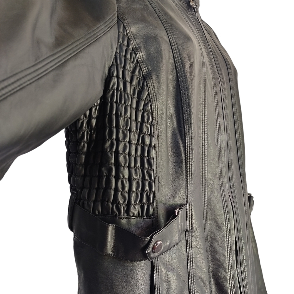 Susan Graver Women's Black Faux Leather Jacket Size M - Picture 7 of 12